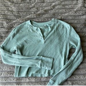 PacSun Light Green Ribbed Long Sleeve Tee